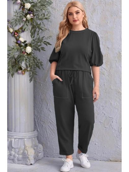 trening negru plus size dama